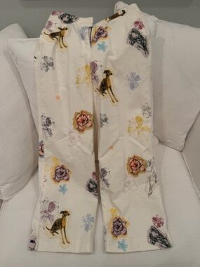 Off White Floral & Dog Print Boot Cut Pants corduroy